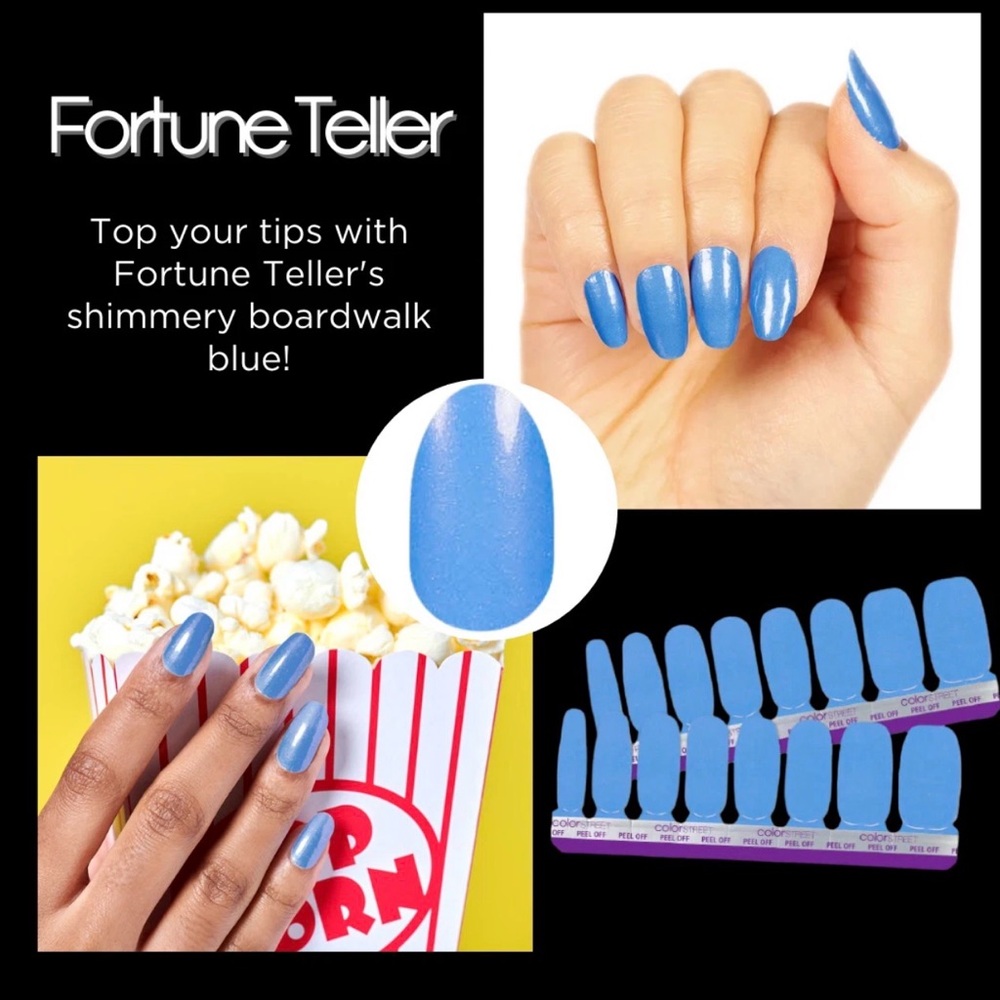 Color Street Fortune Teller Shimmery Blue Press-On Nails
